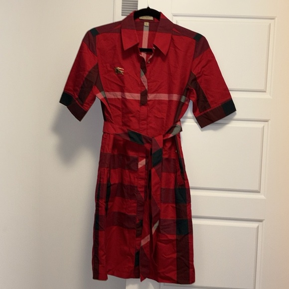 Burberry London England Red Checkered collar cotton dress - Picture 7 of 17